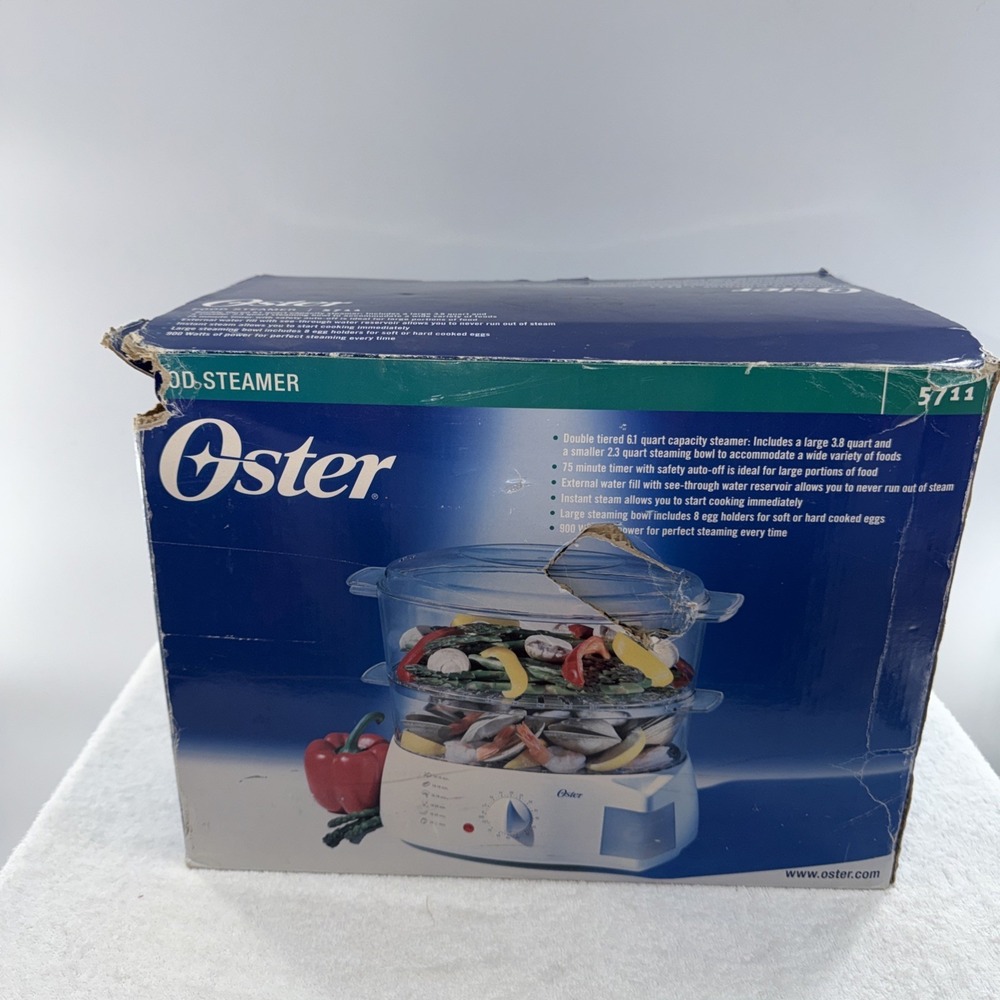 NEW 2002 Oster Mechanical Double Tiered 6.1qt Food Steamer Model 5711 NIB